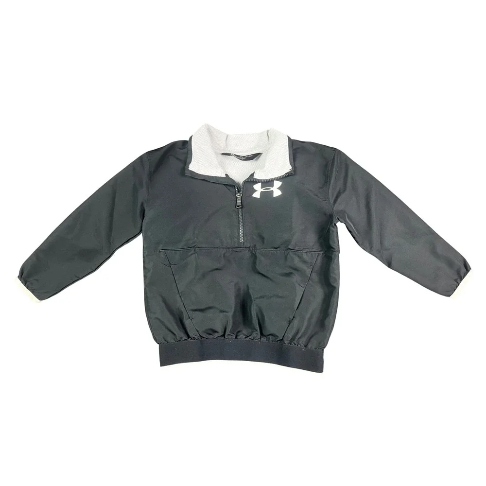 Under Armour Boys Black White Quarter Zip Windbreaker Jacket YXS 1300099-002